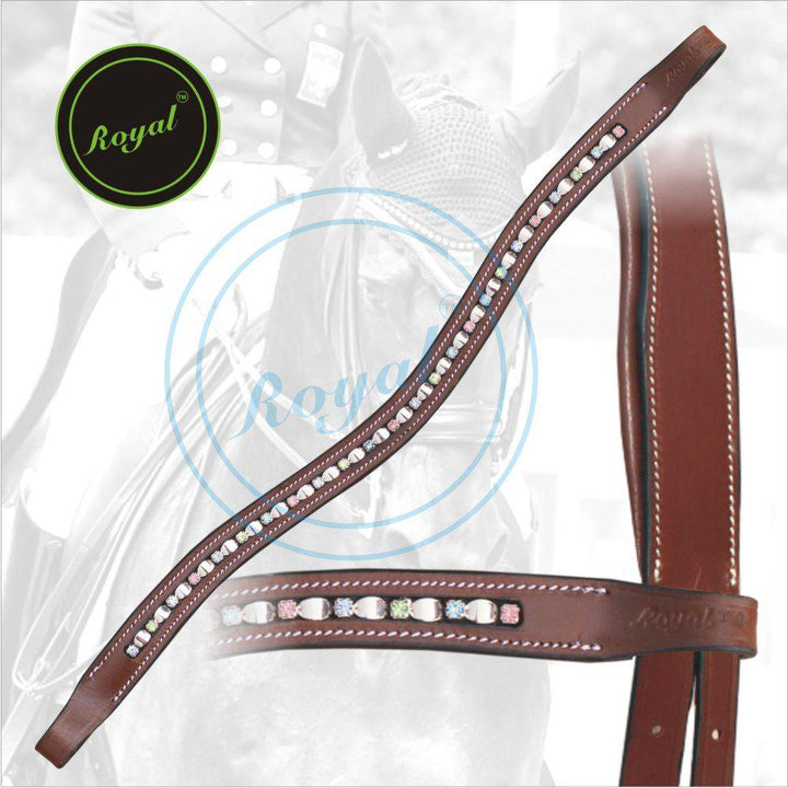 ExionPro Designer Alternate Silver Metallic With Multi Coloured Crystal linked Browband-Browbands-Bridles & Reins