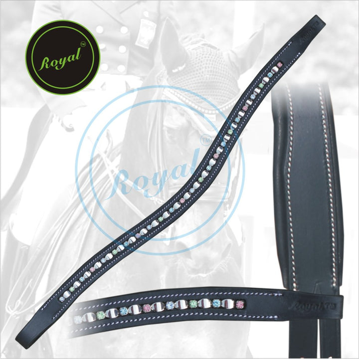 ExionPro Designer Alternate Silver Metallic With Multi Coloured Crystal linked Browband-Browbands-Bridles & Reins