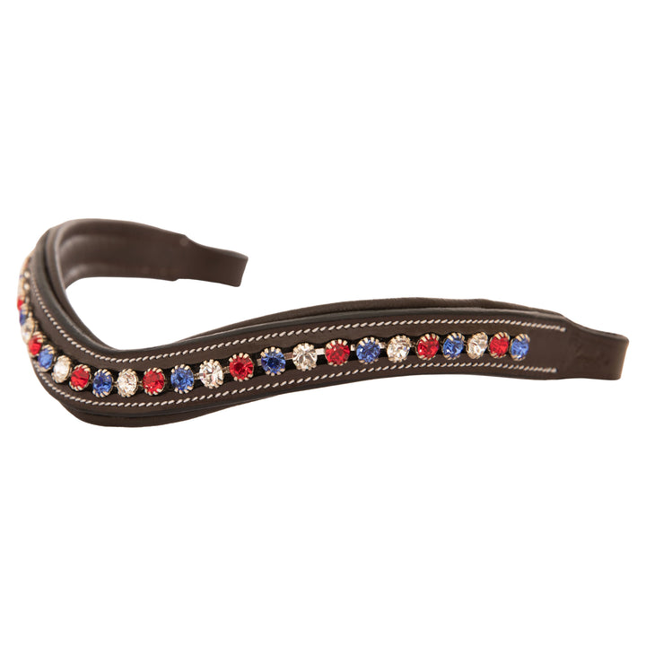 ExionPro Designer Red, Blue & White linked Crystal Browband-Browbands-Bridles & Reins