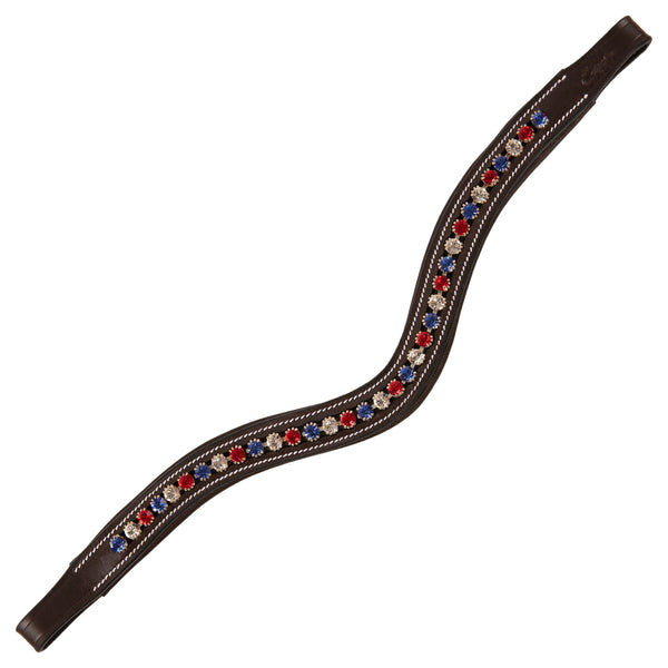 ExionPro Designer Red, Blue & White linked Crystal Browband-Browbands-Bridles & Reins