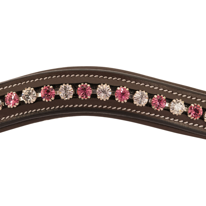 ExionPro Designer White & Pink linked Crystal Browband-Browbands-Bridles & Reins