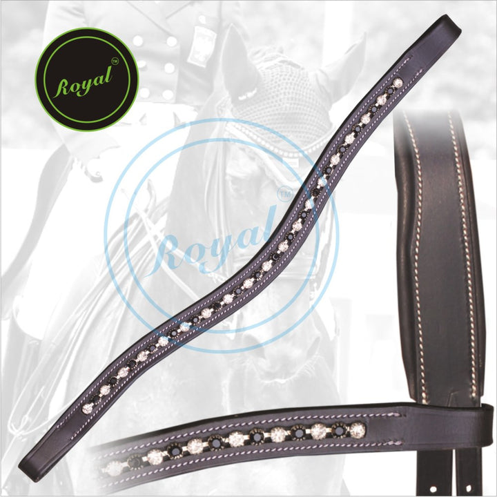 ExionPro Designer Sparkling Black & White linked Crystal Browband-Browbands-Bridles & Reins