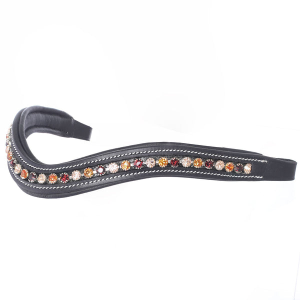 ExionPro Elegant Soft Padded Light Peach, Burgundy, Topaz Colored Crystal Browband-Browbands-Bridles & Reins