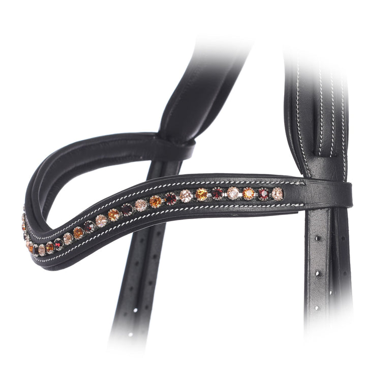 ExionPro Elegant Soft Padded Light Peach, Burgundy, Topaz Colored Crystal Browband-Browbands-Bridles & Reins