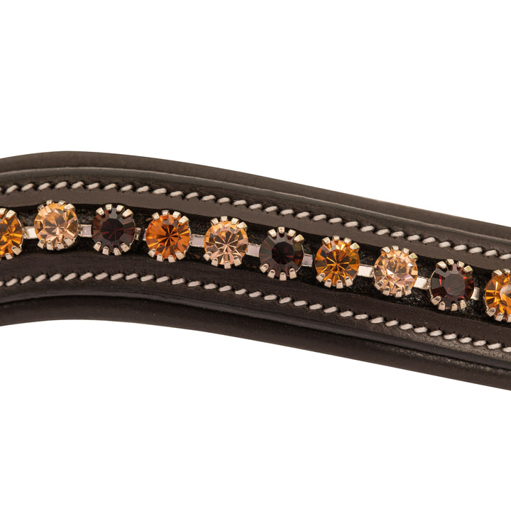 ExionPro Elegant Soft Padded Light Peach, Burgundy, Topaz Colored Crystal Browband-Browbands-Bridles & Reins