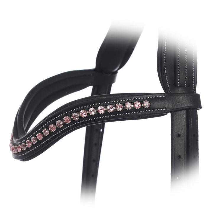 ExionPro Elegant Soft Padded Light Rose, Light Amethyst Colored Crystal Browband-Browbands-Bridles & Reins