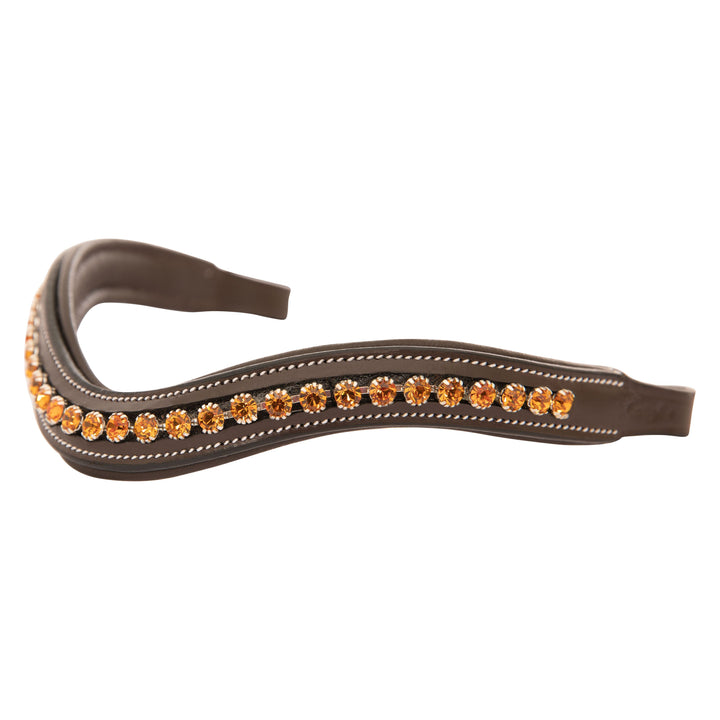 ExionPro Elegant Deep Curved Soft Padded Topaz Crystal Decorated Browband-Browbands-Bridles & Reins