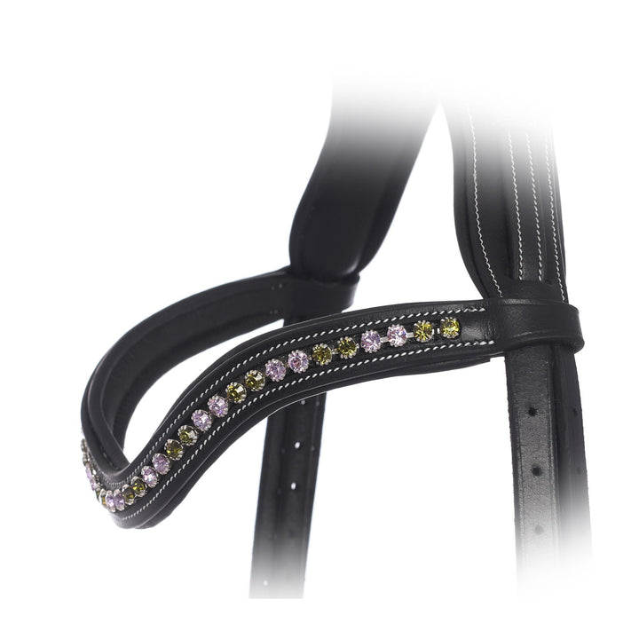 ExionPro Elegant Deep Curved Soft Padded Olivine, Violet Colored Crystal Browband-Browbands-Bridles & Reins