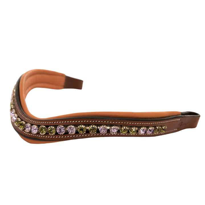 ExionPro Elegant Deep Curved Soft Padded Olivine, Violet Colored Crystal Browband-Browbands-Bridles & Reins