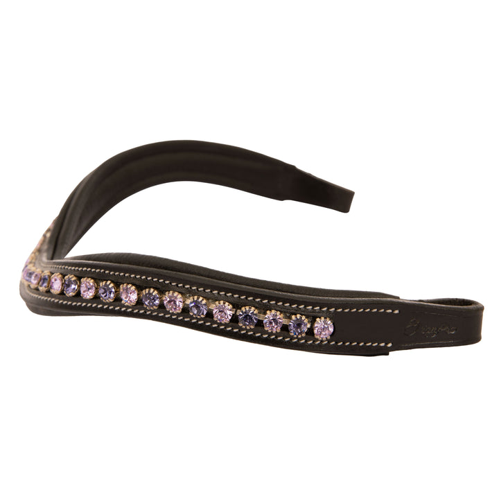 ExionPro Elegant Deep Curved Soft Padded Tanzanite, Violet Colored Crystal Decorated Browband-Browbands-Bridles & Reins