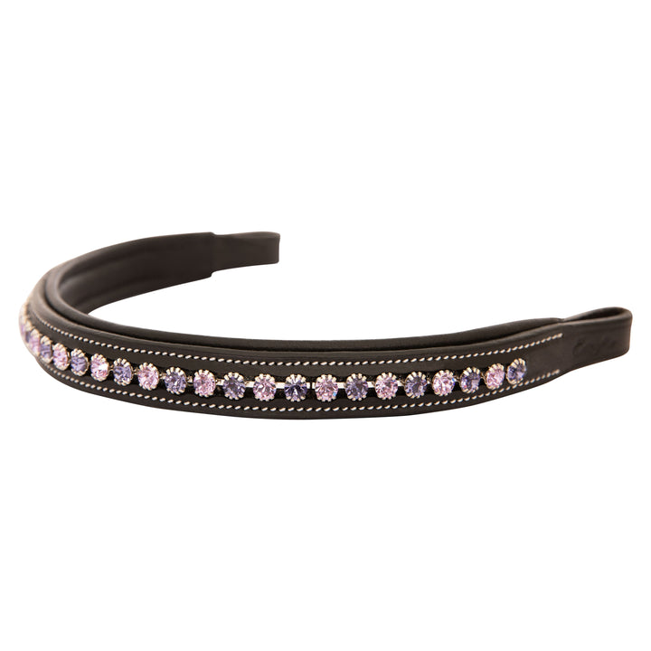 ExionPro Elegant Deep Curved Soft Padded Tanzanite, Violet Colored Crystal Decorated Browband-Browbands-Bridles & Reins