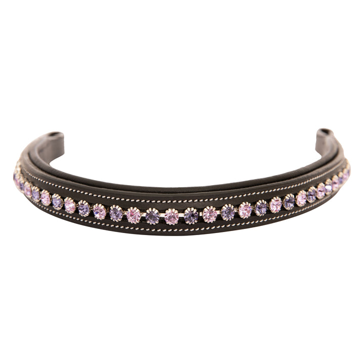 ExionPro Elegant Deep Curved Soft Padded Tanzanite, Violet Colored Crystal Decorated Browband-Browbands-Bridles & Reins