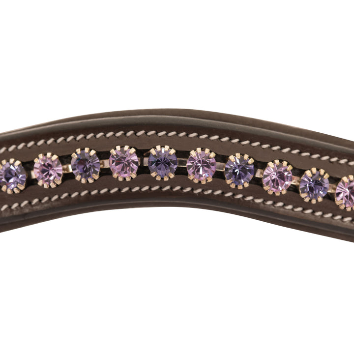 ExionPro Elegant Deep Curved Soft Padded Tanzanite, Violet Colored Crystal Decorated Browband-Browbands-Bridles & Reins