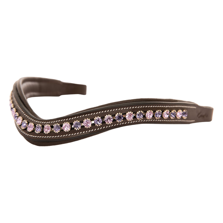 ExionPro Elegant Deep Curved Soft Padded Tanzanite, Violet Colored Crystal Decorated Browband-Browbands-Bridles & Reins