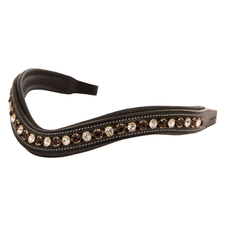 ExionPro Elegant Soft Padded Clear Crystal, Burgundy Colored Crystal Browband-Browbands-Bridles & Reins