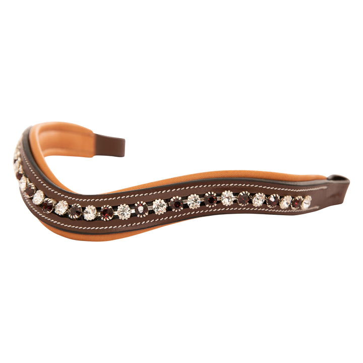 ExionPro Elegant Soft Padded Clear Crystal, Burgundy Colored Crystal Browband-Browbands-Bridles & Reins