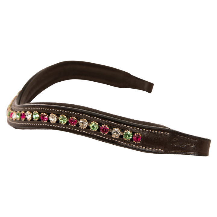 ExionPro Elegant Soft Padded Clear Crystal, Peridot, Fuchsia Colored Crystal Browband-Browbands-Bridles & Reins