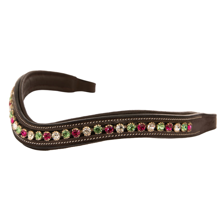 ExionPro Elegant Soft Padded Clear Crystal, Peridot, Fuchsia Colored Crystal Browband-Browbands-Bridles & Reins