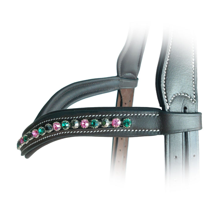 ExionPro Elegant Soft Padded Rose, Emerald, Jet Hematite Colored Crystal Browband-Browbands-Bridles & Reins