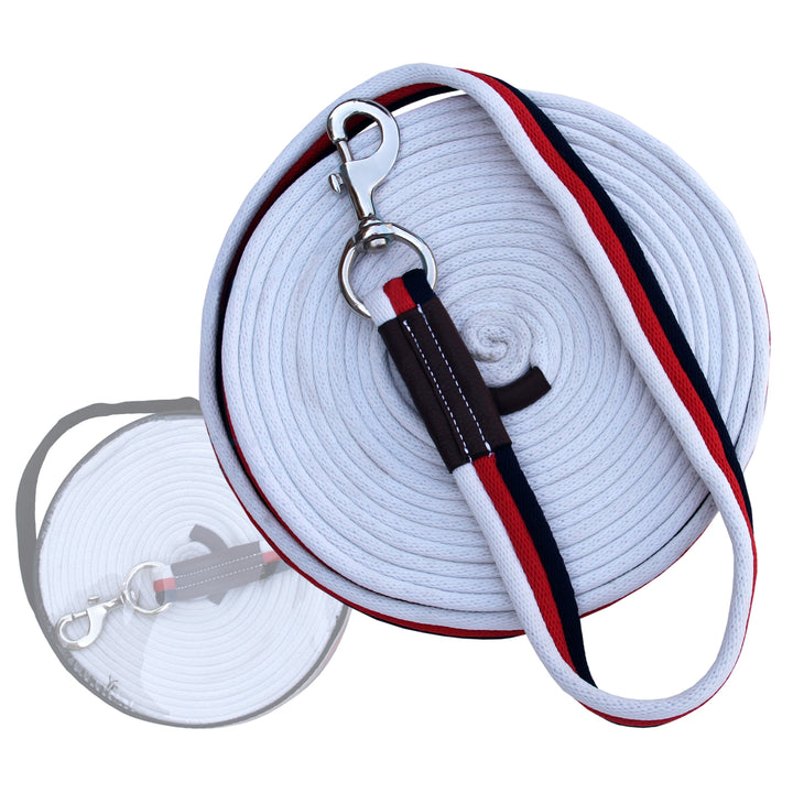 ExionPro Contrast White, Red & Blue Color Web Cushion Leads.-Leads-Bridles & Reins