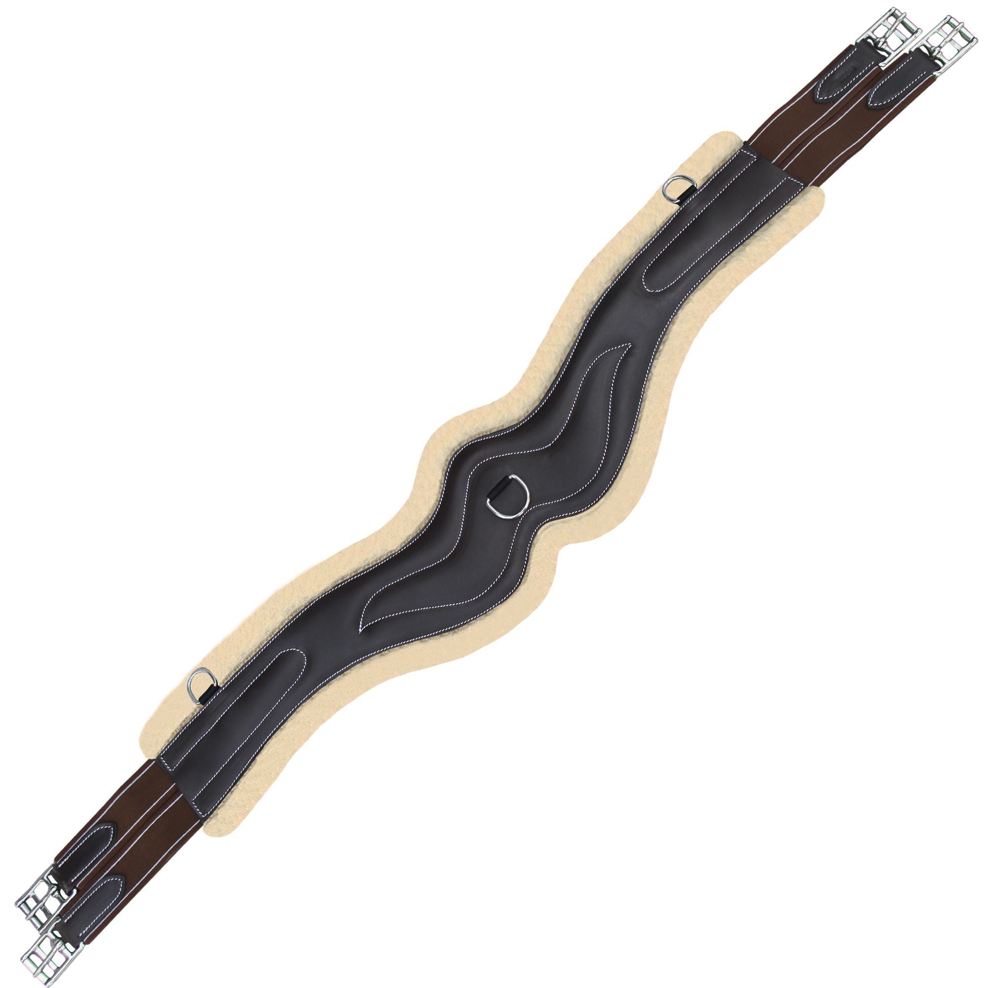 Contoured English Chafeless Girth - Leather Horse Girth With Stainless Buckles