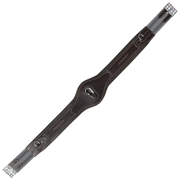 ExionPro Fancy Anatomic Snap Over Lay Girth - Grey Elastic with White Lines-Girths-Bridles & Reins