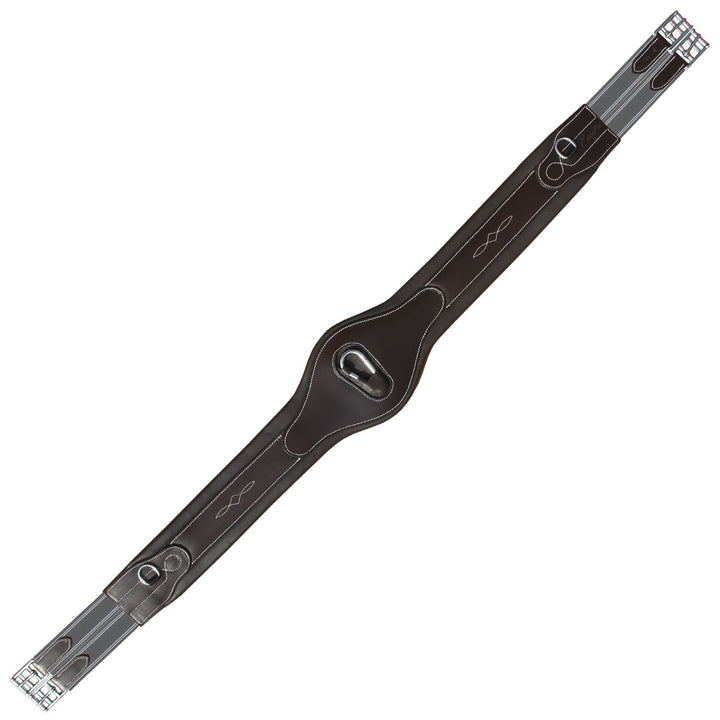 ExionPro Fancy Anatomic Snap Over Lay Girth - Grey Elastic with White Lines-Girths-Bridles & Reins