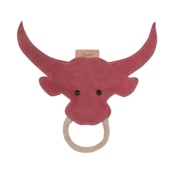 Exionpro Natural Leather Bull Dog Toy with Non Toxic Fiber Stuffing- Pink Color-Dog Toys-Bridles & Reins