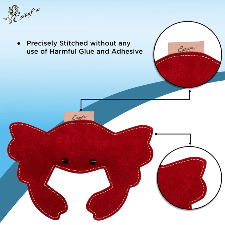 Exionpro Natural Leather Crab Dog Toy with Non Toxic Fiber Stuffing- Red Color-Dog Toys-Bridles & Reins