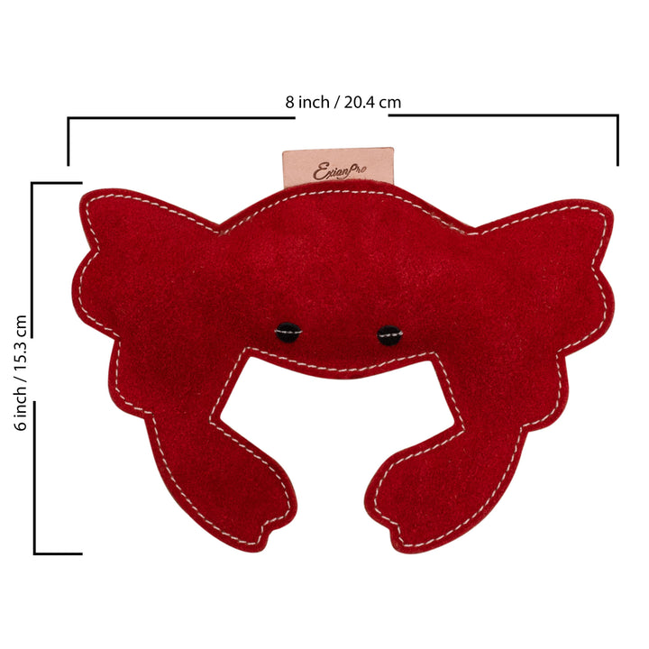 Exionpro Natural Leather Crab Dog Toy with Non Toxic Fiber Stuffing- Red Color-Dog Toys-Bridles & Reins