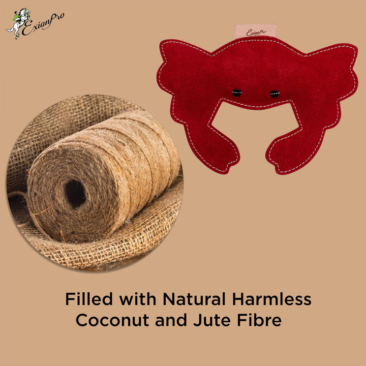 Exionpro Natural Leather Crab Dog Toy with Non Toxic Fiber Stuffing- Red Color-Dog Toys-Bridles & Reins