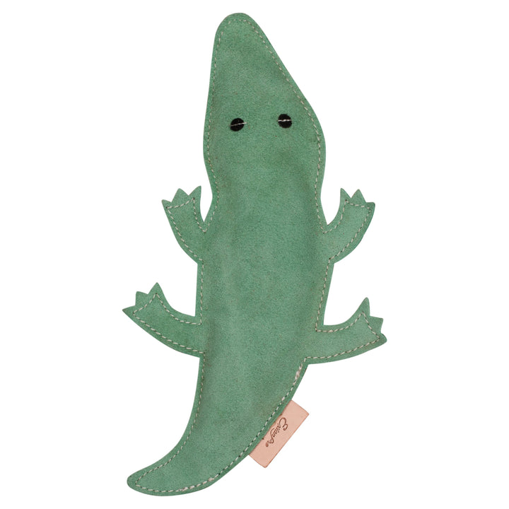 Exionpro Natural Leather Crocodile Dog Toy with Non Toxic Fiber Stuffing- Green Color-Dog Toys-Bridles & Reins