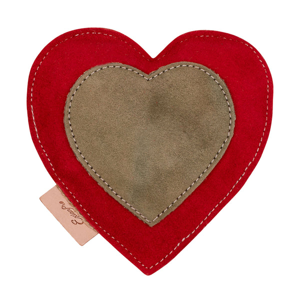 Exionpro Natural Leather Heart Dog Toy with Non Toxic Fiber Stuffing - Red Color-Dog Toys-Bridles & Reins