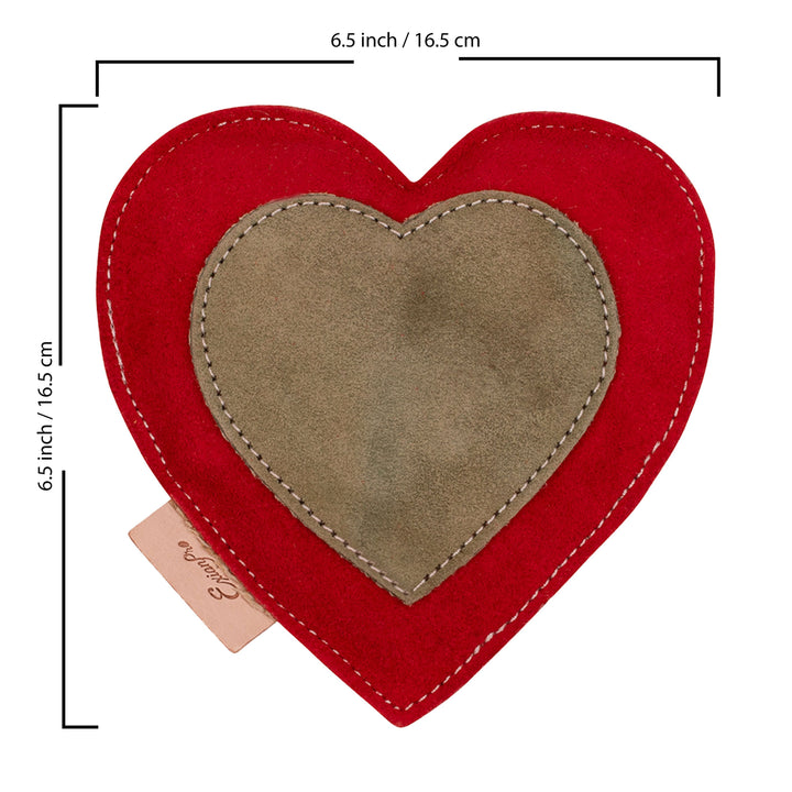 Exionpro Natural Leather Heart Dog Toy with Non Toxic Fiber Stuffing - Red Color-Dog Toys-Bridles & Reins