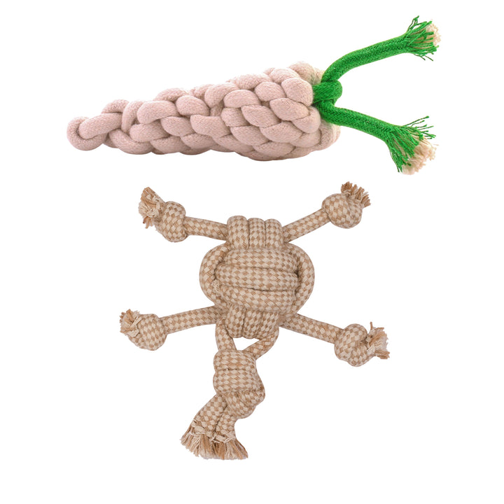 ExionPro Rope Dog Toys for Training and Interactive Play Combo Bundle Pack for Dogs, Cats and Puppy - Radish and Turtle-Dog Toys-Bridles & Reins