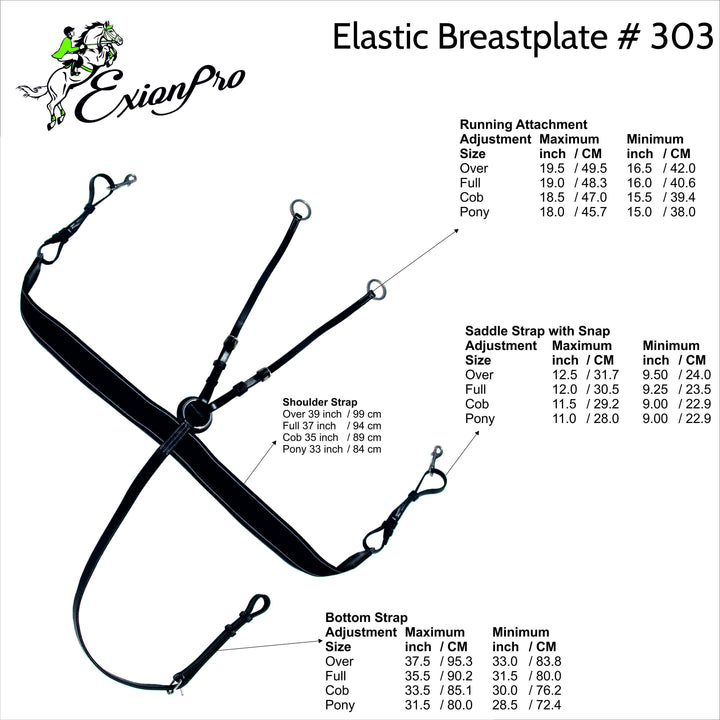 ExionPro Elastic Breastplate with Girth Strap-Horse Breastplates-Bridles & Reins