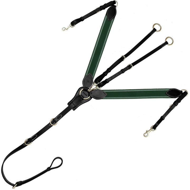 ExionPro Padded Leaf Shape Horse Breastplate with Running Attachment - Green Elastic & White Lines-Horse Breastplates-Bridles & Reins