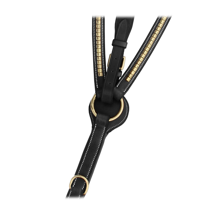 ExionPro Brass Clinchered Padded Breastplate with Running Attachment - Matching Elastic-Horse Breastplates-Bridles & Reins