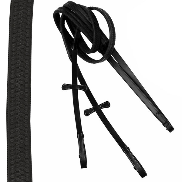 ExionPro PP Rubber Reins with Leaf Style Martingale Stoppers-Reins-Bridles & Reins