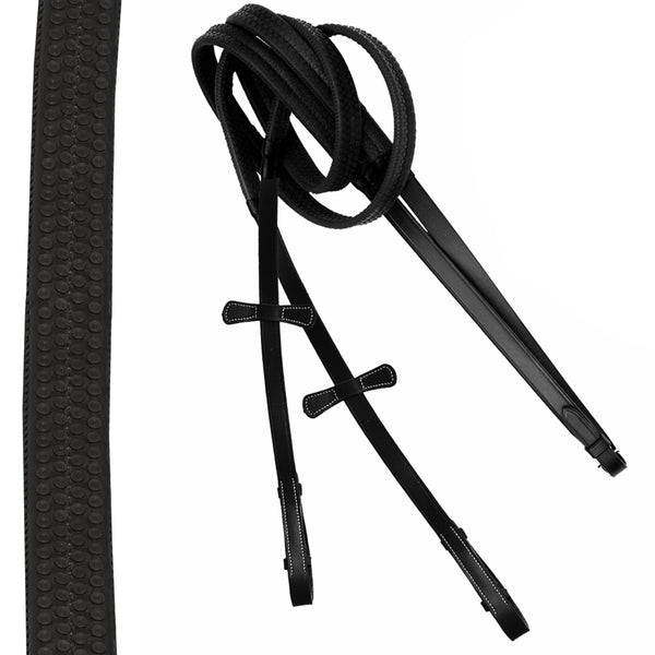 ExionPro Rubber Reins with Leaf Style Martingale Stoppers-Reins-Bridles & Reins