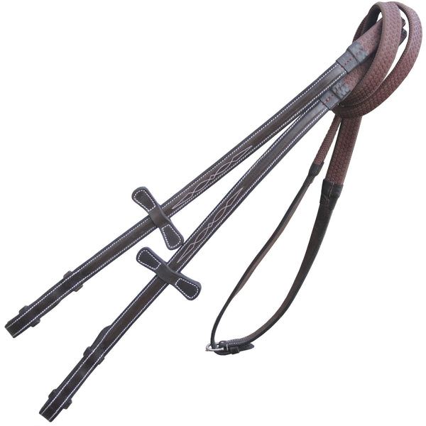 ExionPro PP Rubber Reins with Fancy Stitching-Reins-Bridles & Reins