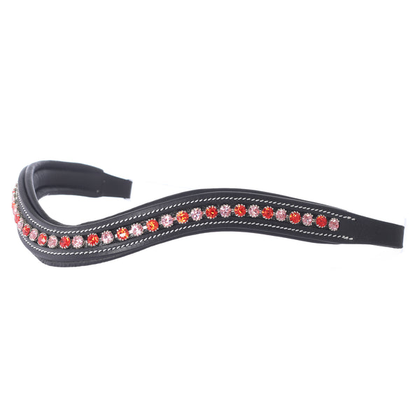FSS 2 Row V-Shape Glow Crystal Bling Browband – Multiple Colors: Red, Blue, Gold, Purple, Pink, Aqua – UK Made