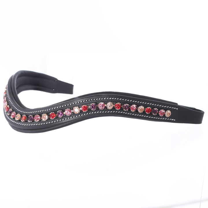 ExionPro Elegant Soft Padded Light Peach, Rose, Fuchsia, Light Siam Colored Crystal Browband-Browbands-Bridles & Reins