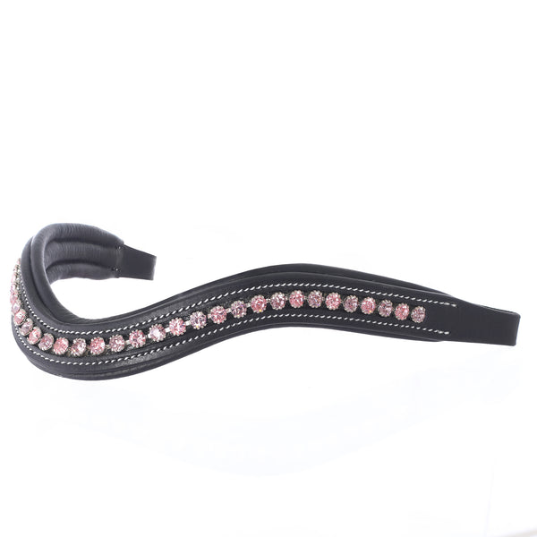 ExionPro Elegant Soft Padded Light Rose, Light Amethyst Colored Crystal Browband-Browbands-Bridles & Reins