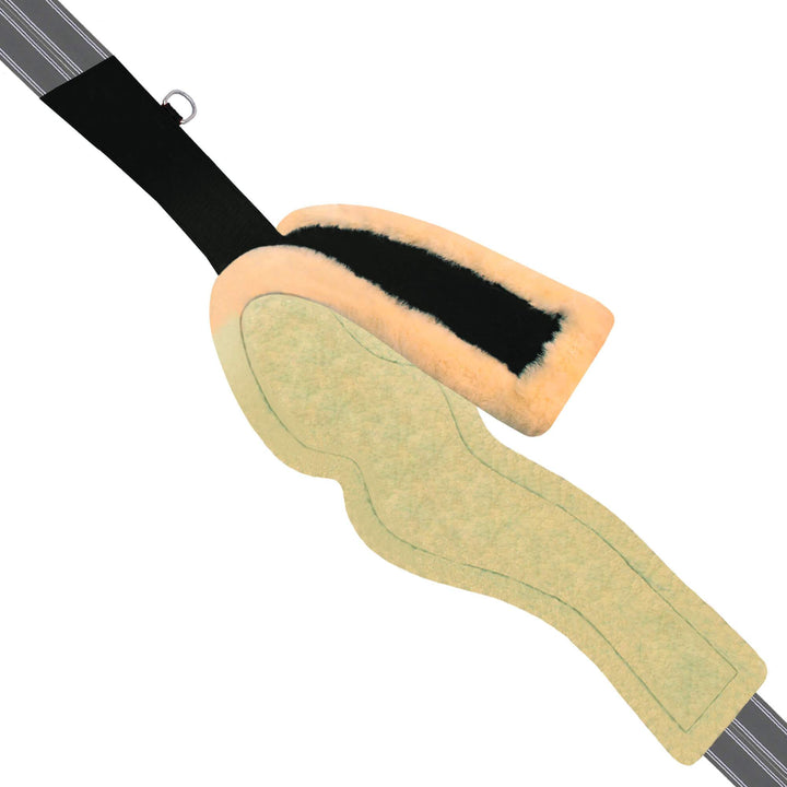 ExionPro Wave Over Lay Girth with Leather/Sheepskin Padding - Green Elastic with Yellow Lines-Girths-Bridles & Reins