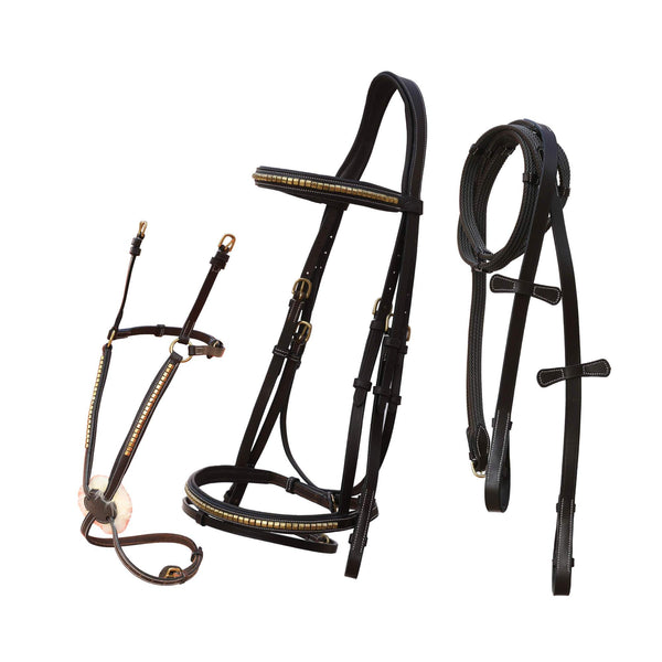 ExionPro Clincher Snaffle & Figure 8 Noseband Combo Bridle with Anti-Slip Reins-Bridles-Bridles & Reins