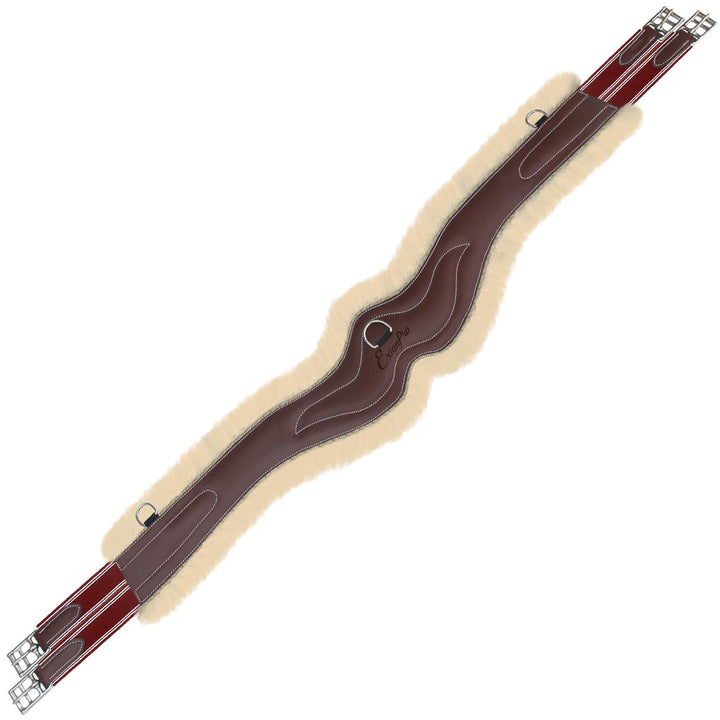 ExionPro Wave Over Lay Girth with Leather/Sheepskin Padding - Burgundy Elastic with White Lines-Girths-Bridles & Reins