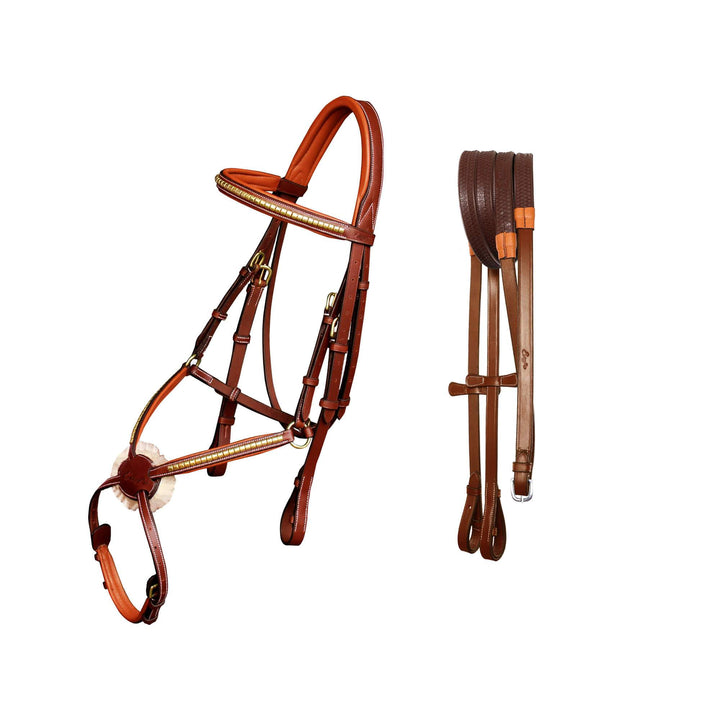 ExionPro Brass Clincher Figure 8 Bridle with Rubber Reins-Bridles-Bridles & Reins