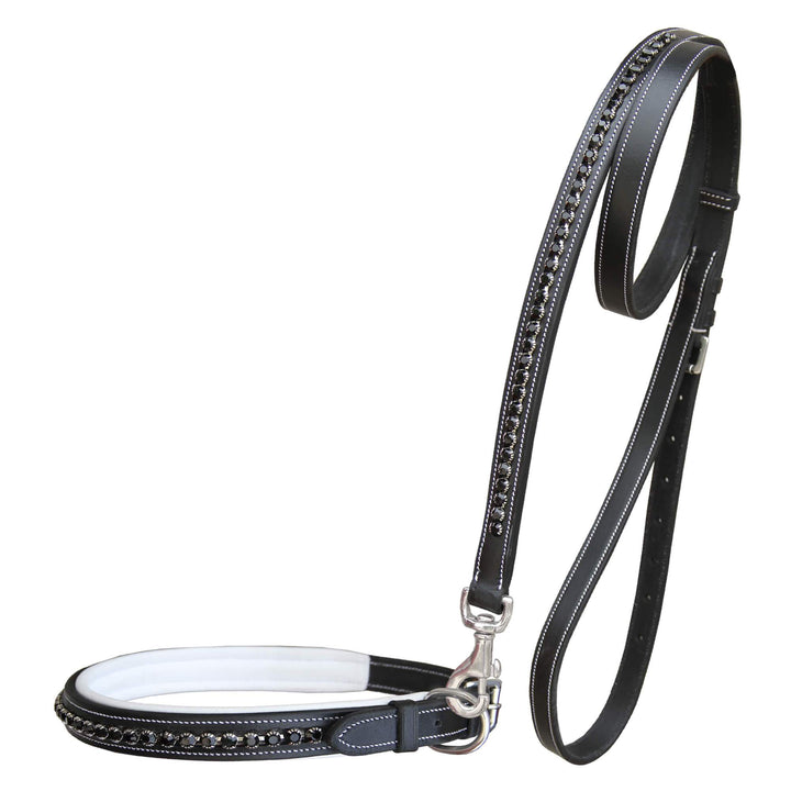 ExionPro Black Bling Dog Collar With Lead-Dog Leads with Dog Collars-Bridles & Reins