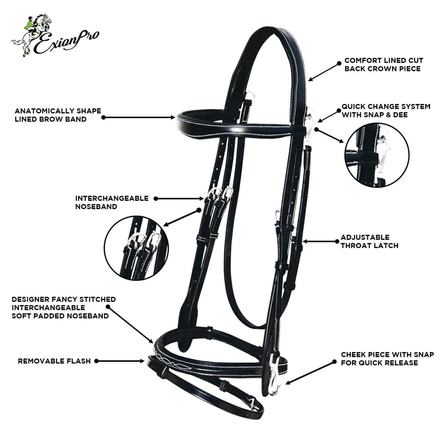 Replacement Crownpiece - ExionPro Quick Release Working Bridle